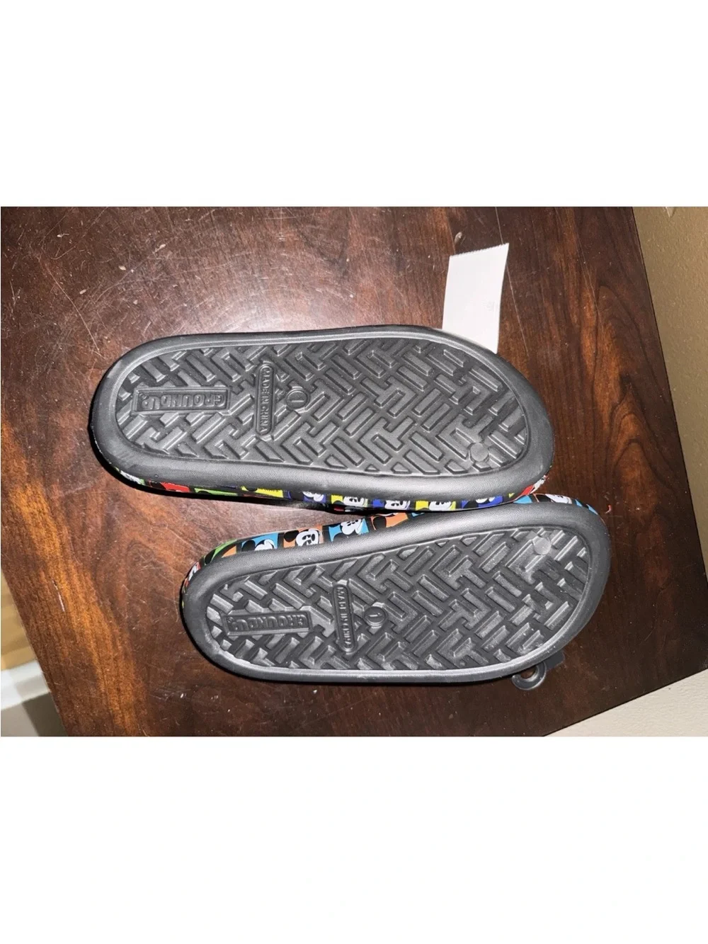 NWT Boys Size 13 1 Disney Mickey Mouse Slides Sandals Black Slip On